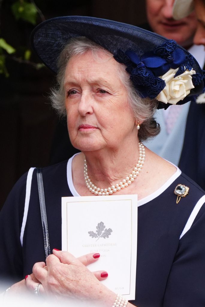 Lady Leonora Countess of Lichfield holding the Order of Service