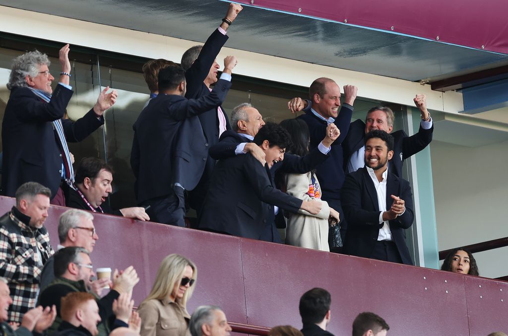 Prince William celebrates Villa's goal against Nottingham Forest 