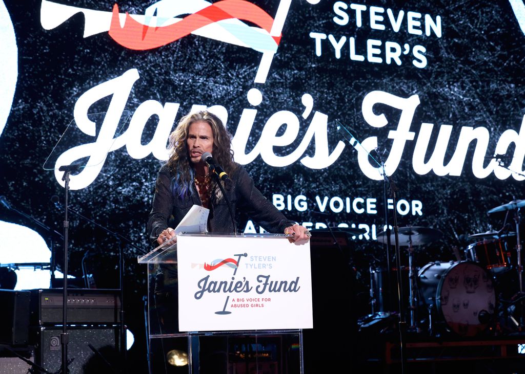 Steven Tyler speaks onstage the Jam for Janie GRAMMY Awards Viewing Party presented by Live Nation at Hollywood Palladium on February 04, 2024 in Los Angeles, California.