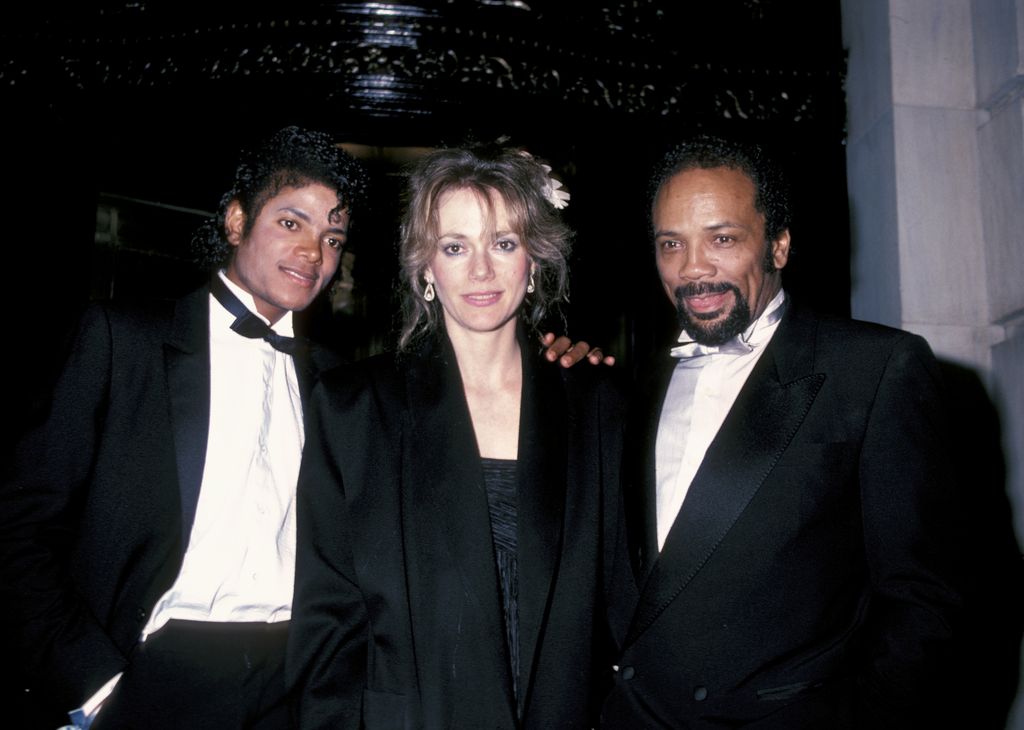 Michael Jackson, Peggy Lipton and Quincy Jones during Steve Ross And Courtney Sale Wedding Reception, 1982 at The Plaza Hotel in New York, New York