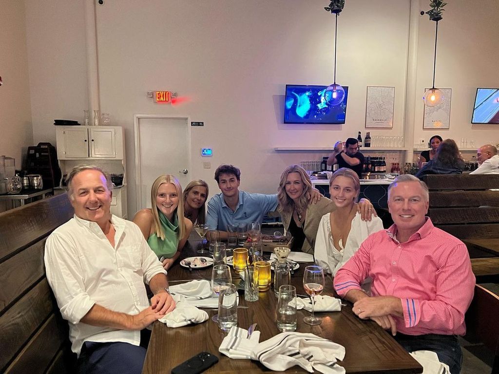 Lara Spencer and her family at a celebratory dinner while dropping her daughter off at college