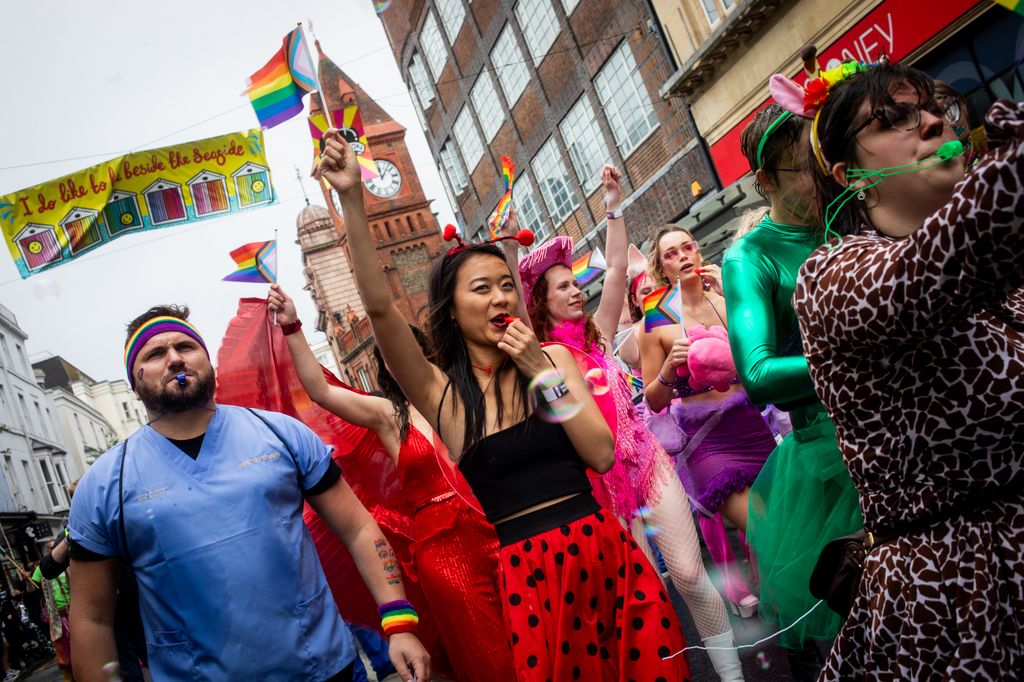 People celebrating Brighton and Hove Pride