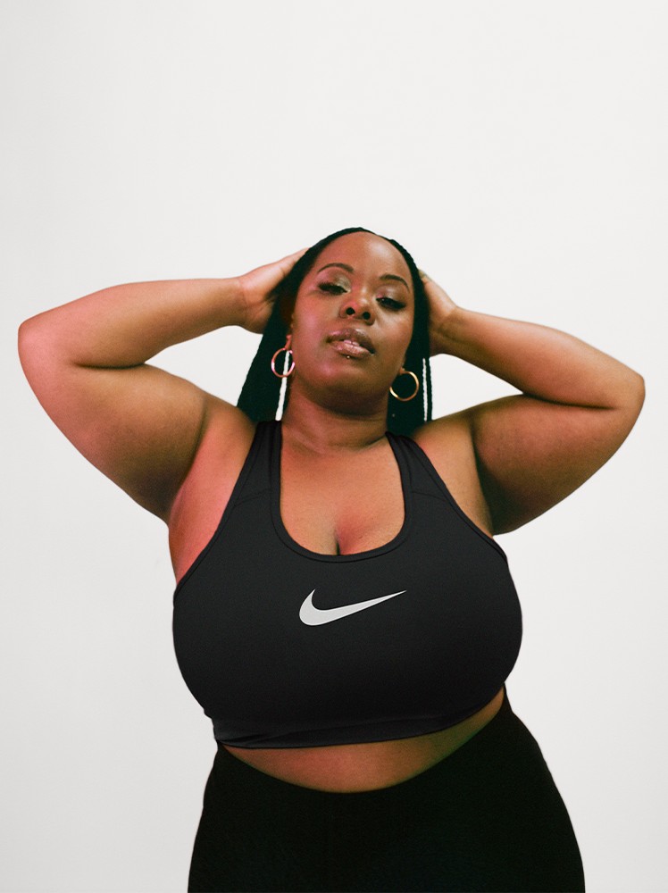 Beautiful black woman in a Nike sports bra