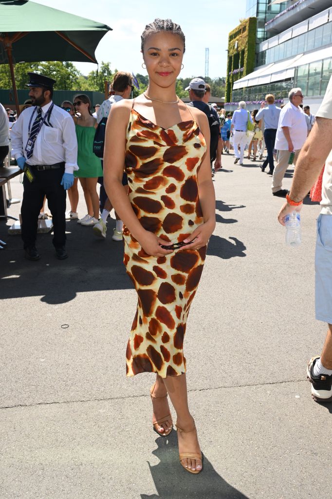 India Amarteifio attends day eleven of the Wimbledon Tennis Championships at the All England Lawn Tennis and Croquet Club on July 10, 2025 in London,