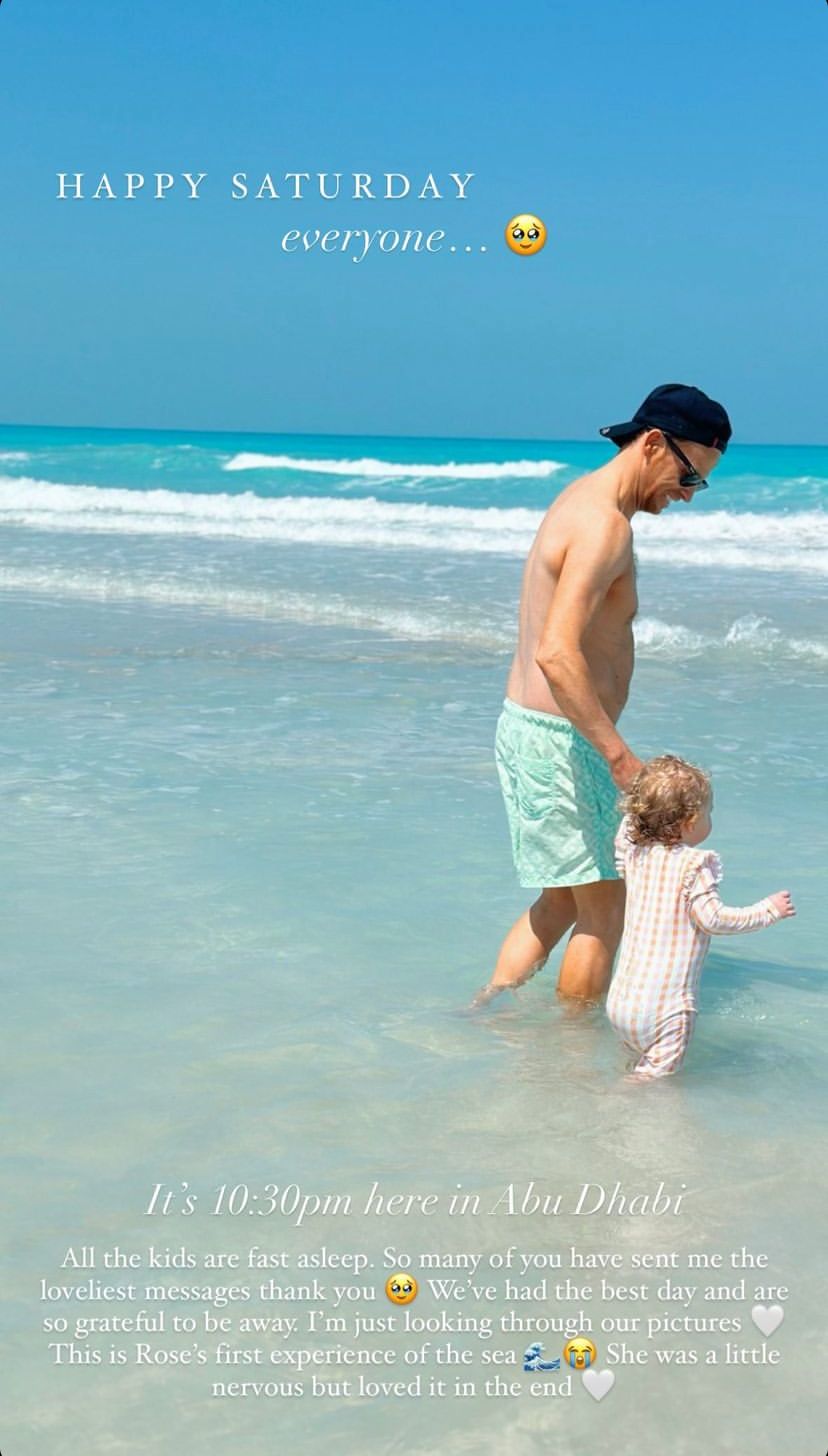 Joe Swash and toddler Rose in the sea