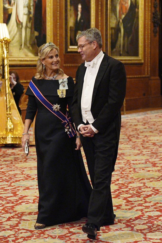 Dr Oliver Schmolke and Sophie, Duchess of Edinburgh arrive ahead of the state banquet