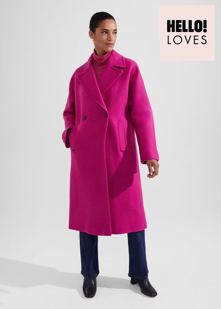 hobbs pink longline coat 