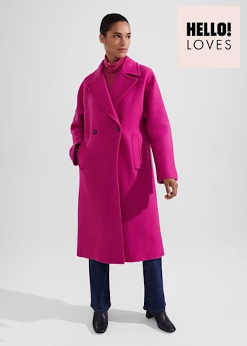 hobbs pink longline coat 