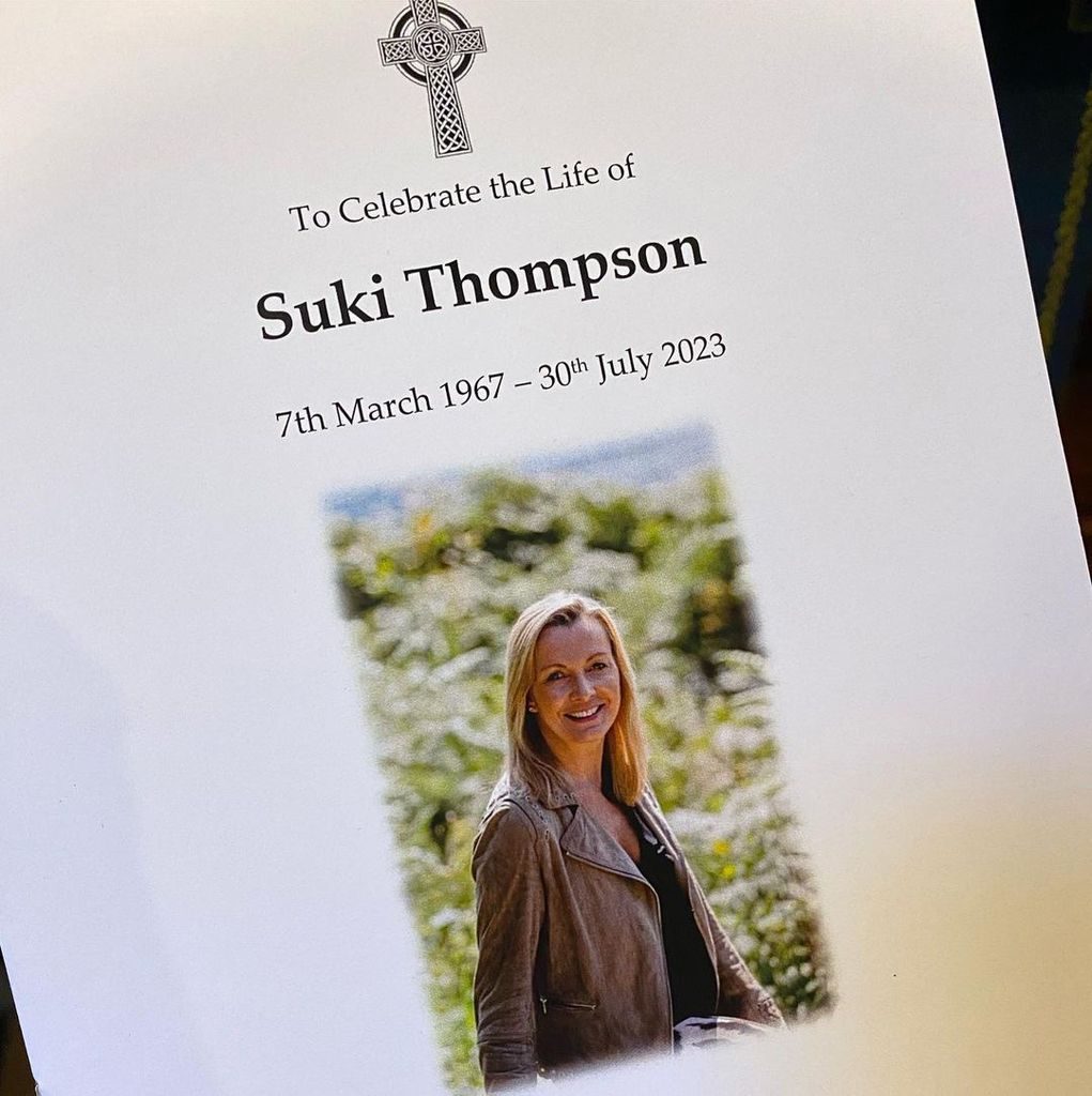 Susanna Reid shares a photo of a program honouring the late Suki Thompson