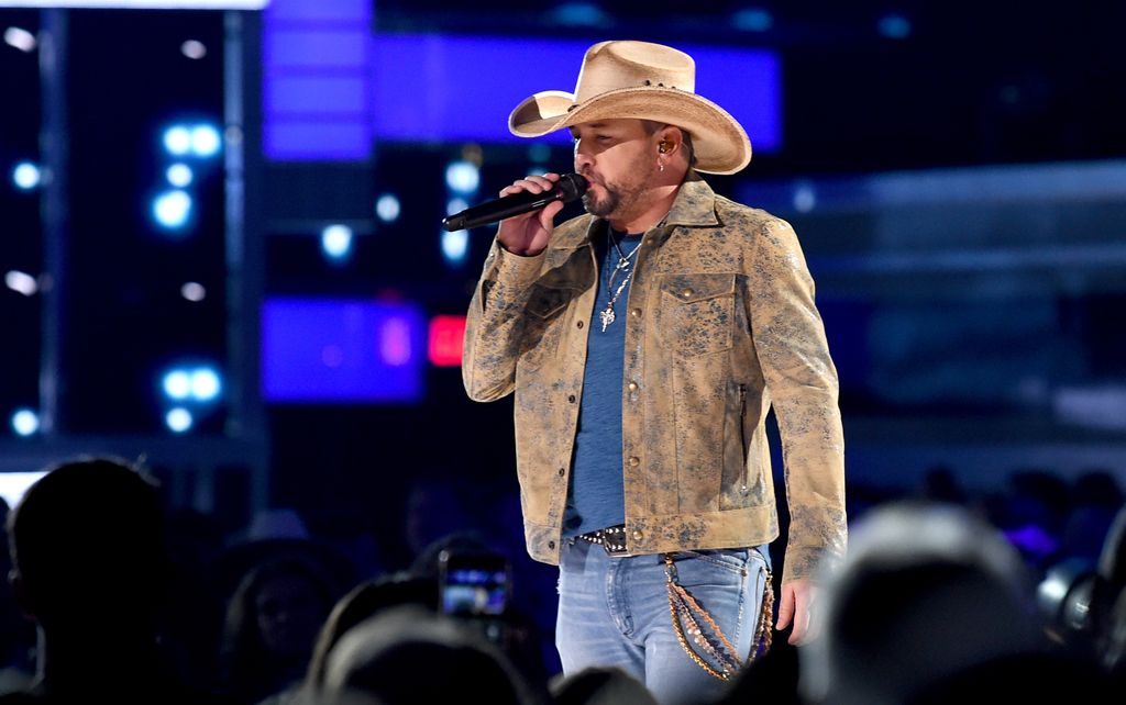 Jason Aldean performs on stage during the 54th Academy of Country Music Awards at MGM Grand Garden Arena on April 07, 2019 in Las Vegas, Nevada.  (Photo by Kevin Winter/Getty Images)