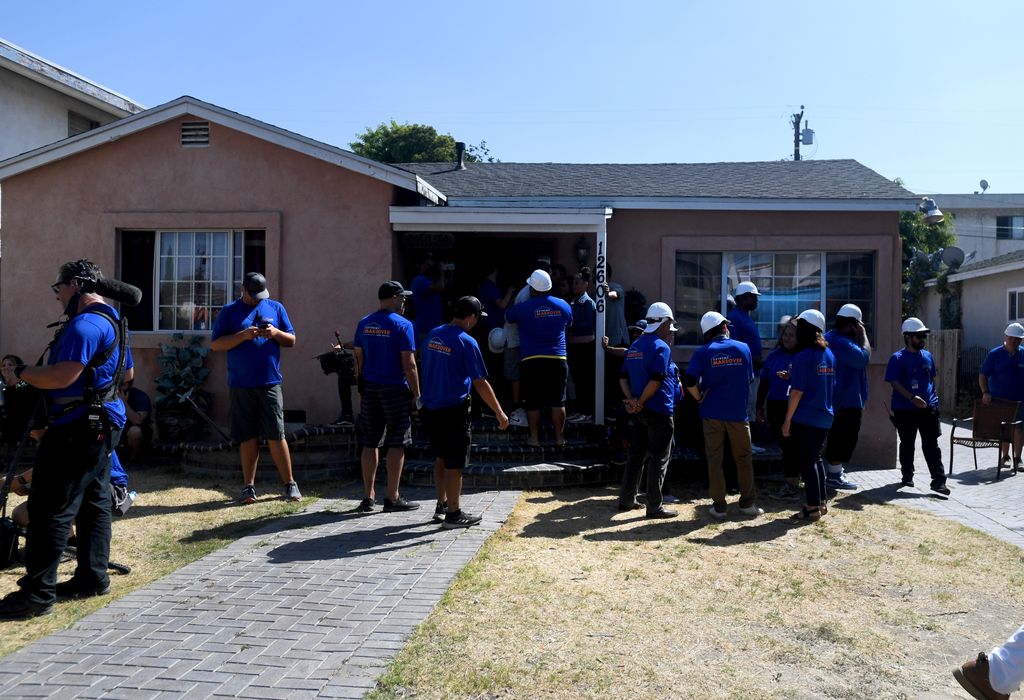 The cast and crew of Extreme Makeover: Home Edition at the Fifita family home in Hawthorne on Thursday, September 12, 2019