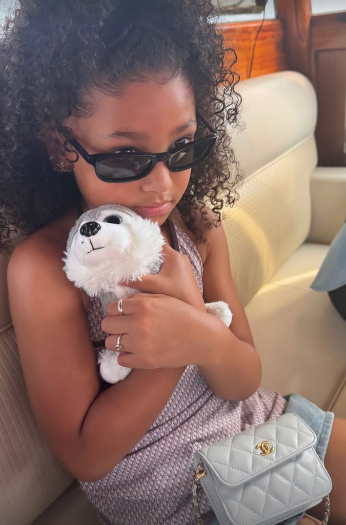 Photo shared by Kylie Jenner from Venice of her daughter Stormi in attendance for the Jeff Bezos and Lauren Sanchez wedding