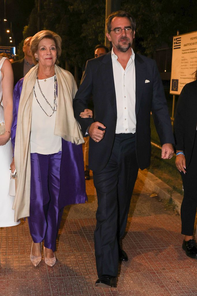 Queen Anne-Marie walking with Prince Nikolaos