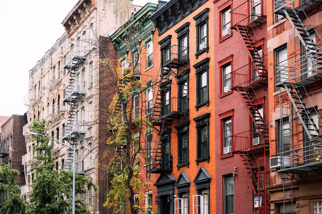 Stock image showing apartment buildings in Greenwich, New York