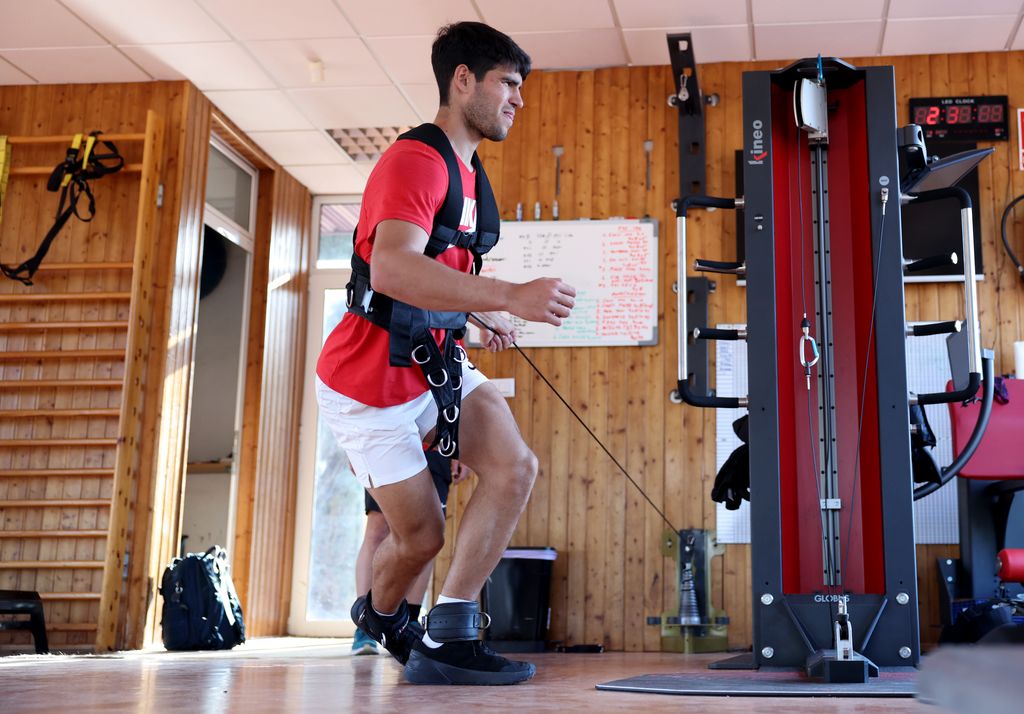 Carlos Alcaraz of Spain photographed during a pre season gym session in his preparation for next month's Australian Open at Juan Carlos Ferrero Equelite Sports Academy on December 18, 2024 in Villena, Spain
