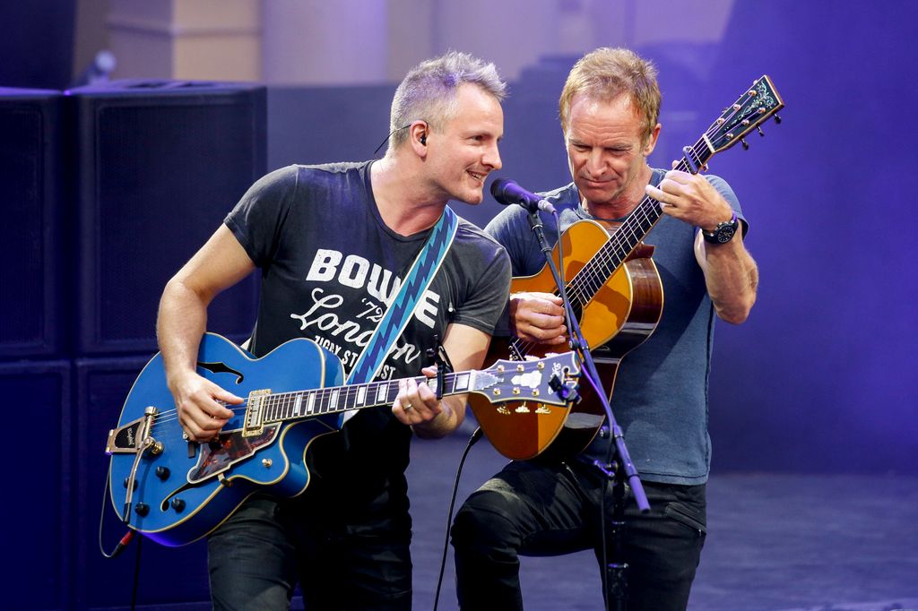 Sting and his son  Joe Sumner perform on stage 