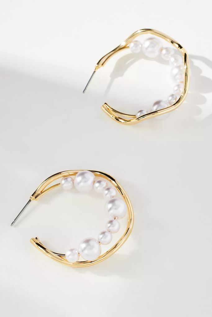 Pearl-Adorned Hoop Earrings