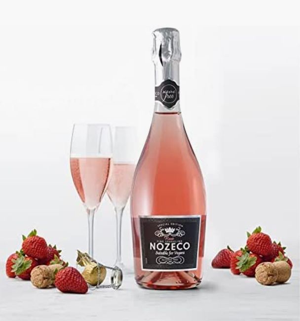 bottle of non alcoholic sparkling rose
