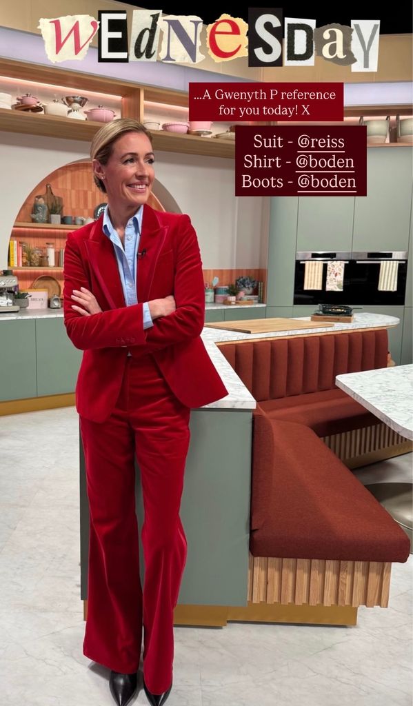 Cat Deeley portait une chemise Boden et un costume Reiss pour animer This Morning
