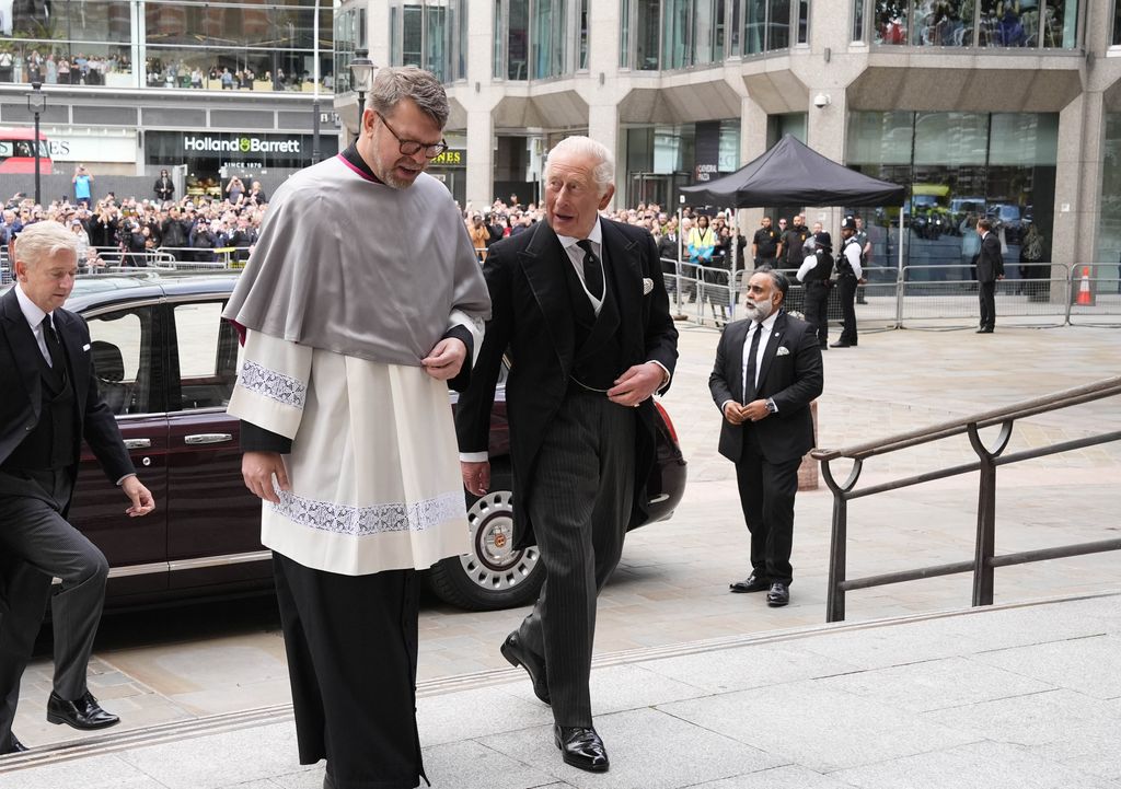 Sir Clive Alderton walking behind King Charles at the Duchess of Kent's funeral.