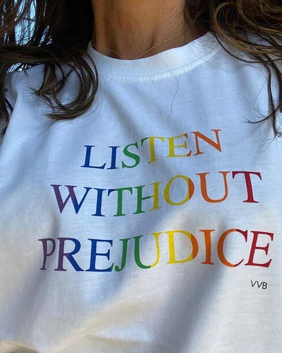 victoria beckham listen without prejudice charity tshirt