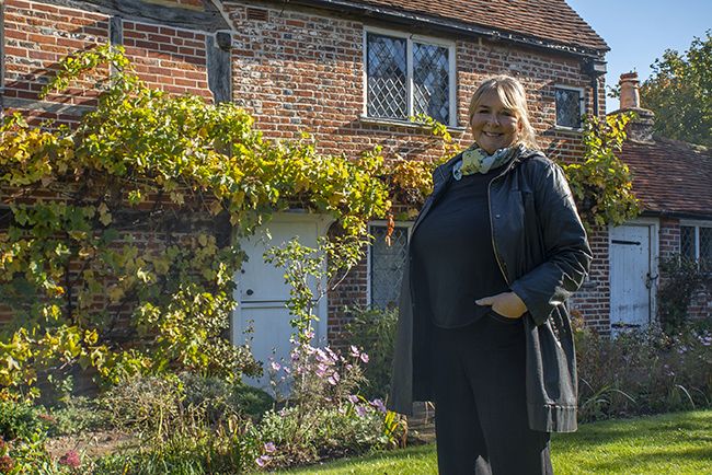 Fern Britton outside cottage in Buckinghamshire