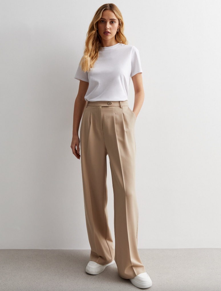 Ivory | Laundered Linen Wide Leg Trouser | Pure Collection