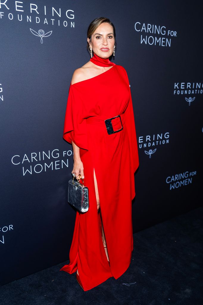 photo of mariska hargitay red dress nyfw