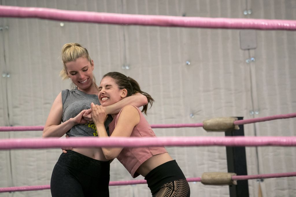 Betty Gilpin and Alison Brie in GLOW on Netflix