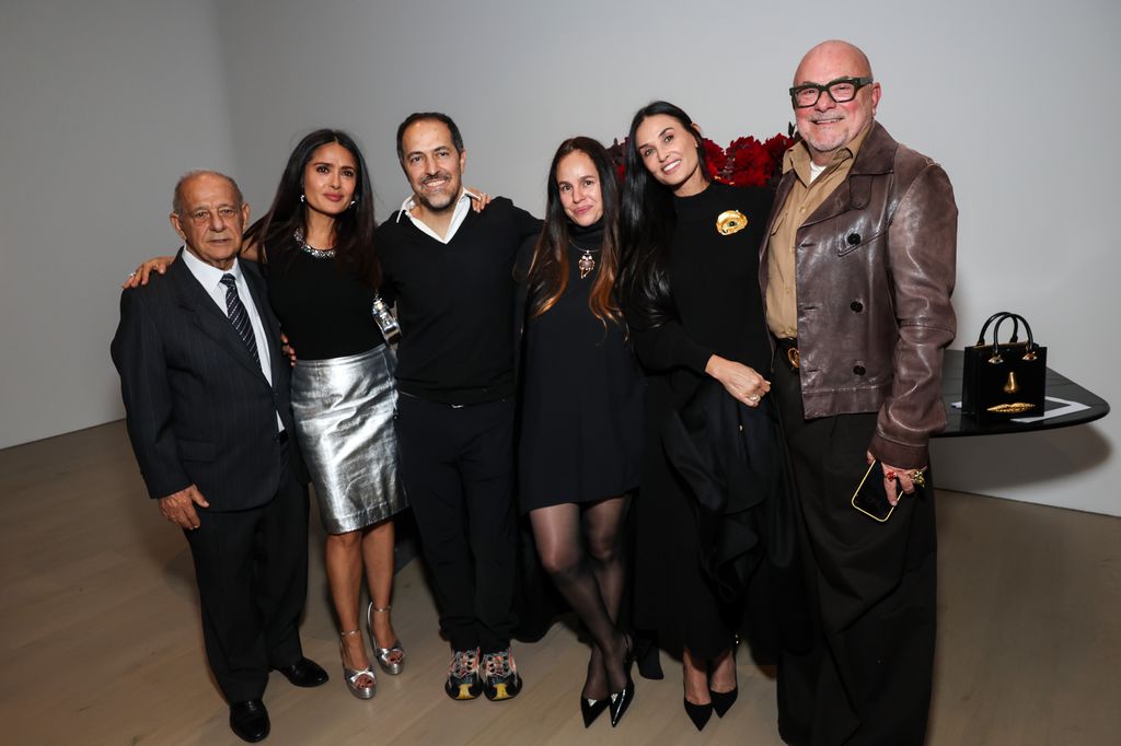 Sami Hayek Dominguez, Salma Hayek, Sami Hayek, Daniela Villegas, Demi Moore, and Eric Buterbaugh attend the opening reception for Sami Hayek's show
