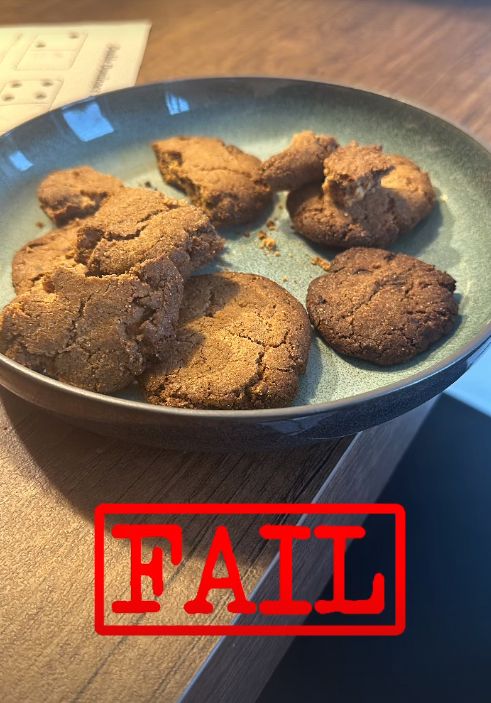 A plate of burnt cookies