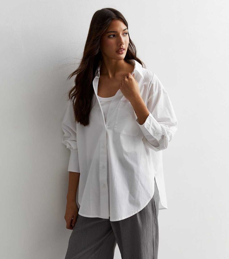 New Look White Poplin Cotton Shirt