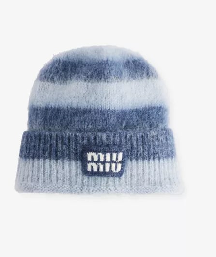 Striped Logo-Patch Wool-Blend Beanie Hat