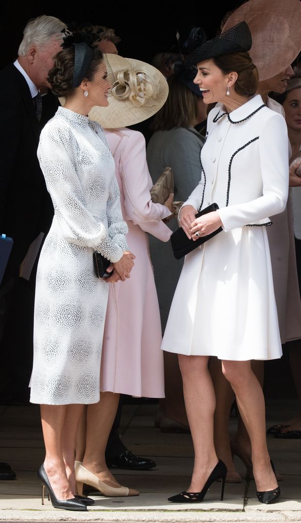 Letizia and Kate in black and white outfits