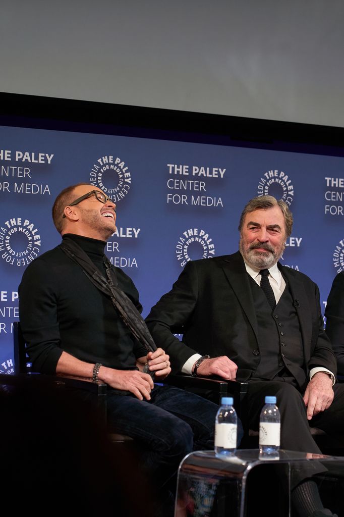 Tom Selleck and Donnie Wahlberg attend a PaleyFest panel at The Paley Center For Media