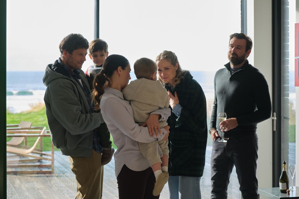 JAMES NORTON as Pete,NIAMH ALGAR as Maddie,JAMES MCARDLE as Miles and JESSICA BROWN FINDLAY as Lucy in Playing Nice