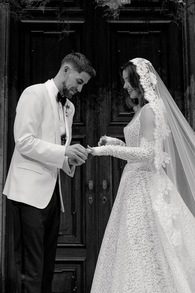 The happy couple wed on the banks of Lake Como