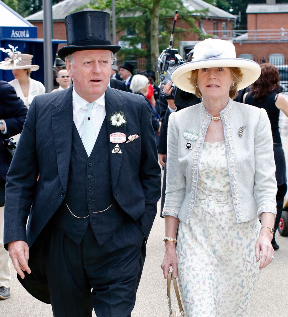 Andrew Parker Bowles walking with Rosemary Pittman