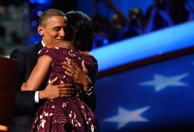 michelle and barack obama at the democratic national convention