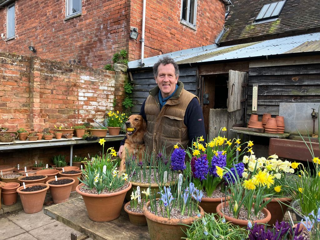 Monty Don,Monty Don at Longmeadow with his dog, Ned on Gardeners' World 