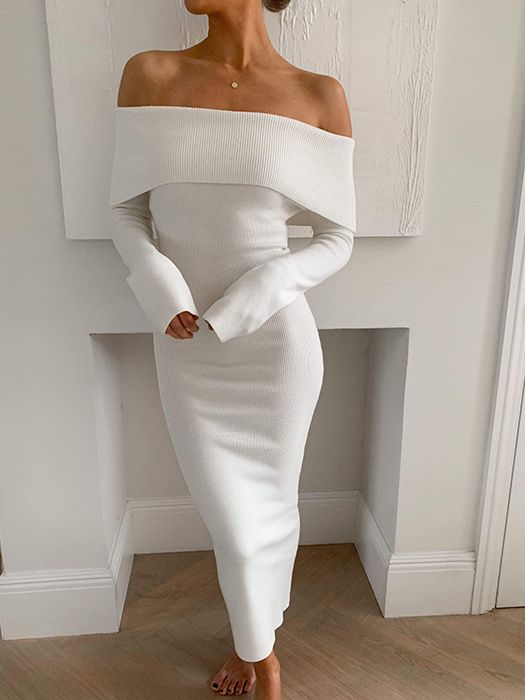white knitted dress pretty lavish