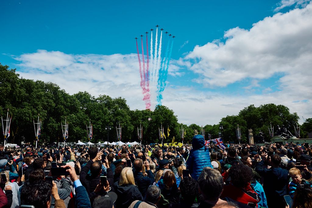 Trooping the Colour flypast red arrows