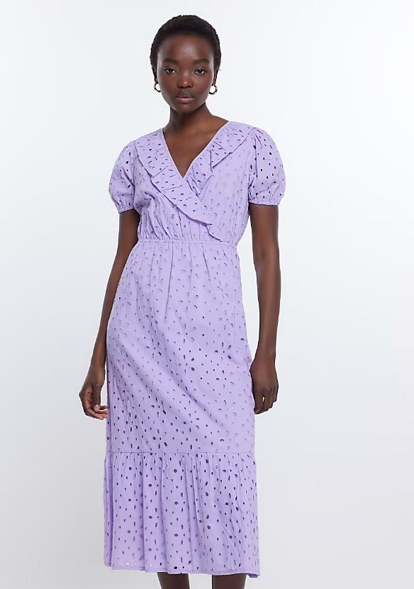 river island broderie lilac dress 