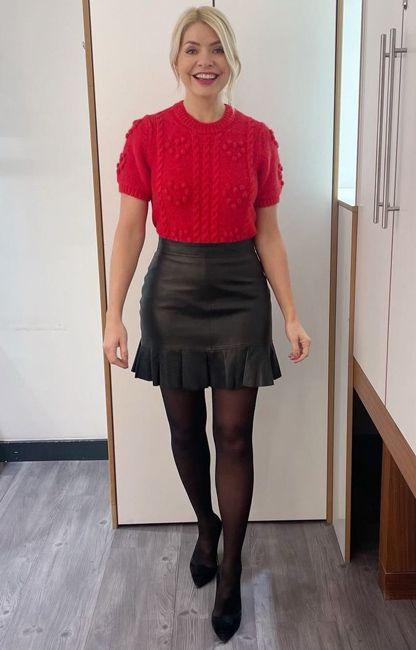 holly willoughby red leather