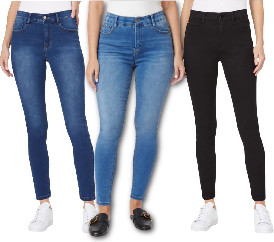 high waisted jeggings with tummy control  Womens High Waisted Pull-on  Denim Jeggings Tummy Control Jeans Look Leggings Stretch Denim Tights  Stretchy Jeans