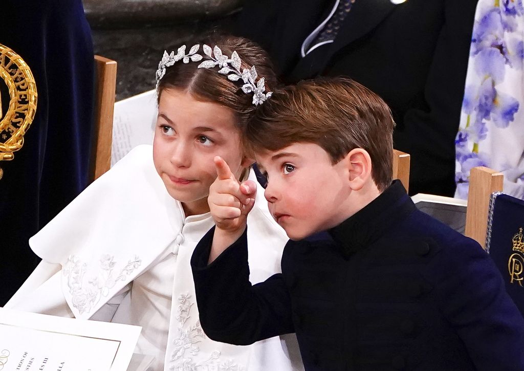 Princess Charlotte and Prince Louis inside Westminster Abbey