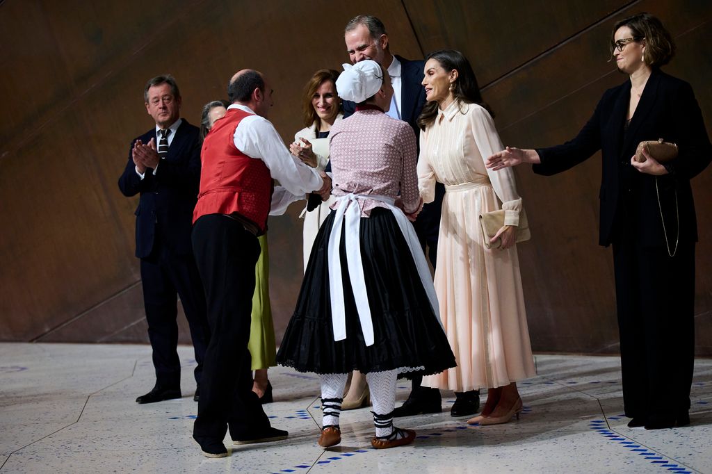 King Felipe VI of Spain and Queen Letizia of Spain greeted the performers ahead of the show