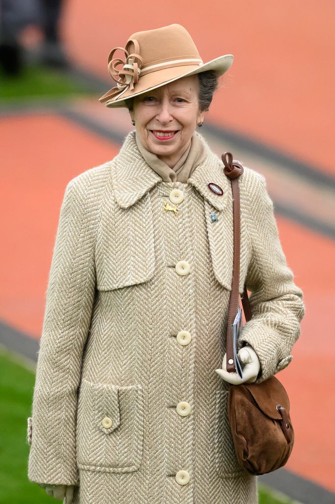 Princess Anne wearing cream tweed coat