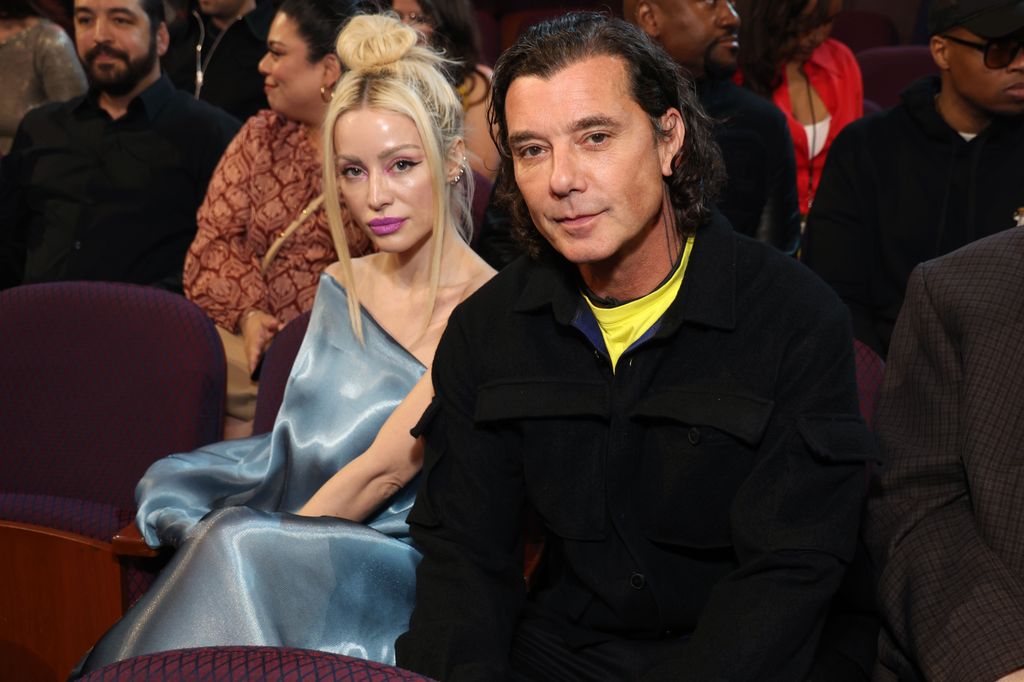 Xhoana Xheneti and Gavin Rossdale attend the 2024 iHeartRadio Music Awards at Dolby Theatre in Los Angeles, California on April 01, 2024