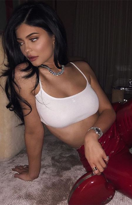 kylie red trousers